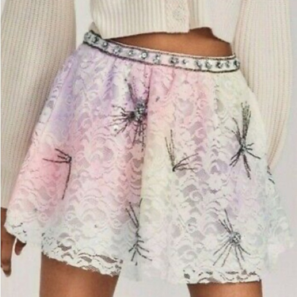 Elegant Pink and White Lace Skirt
